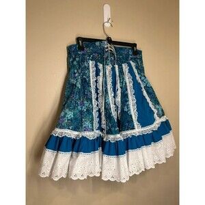Vtg Fun & Fancy Originals Women's SM Prairie Country Square Dance Skirt Lace